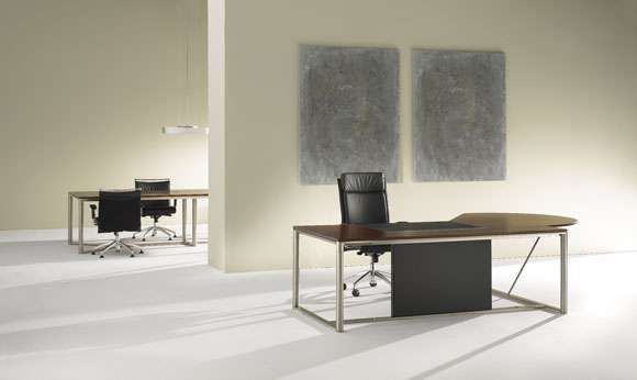 Diktat Executive Desk In Mahogany Veneer and Leather