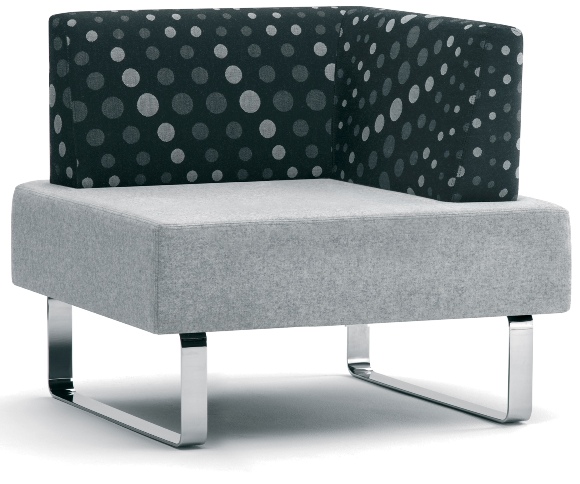 Intro Single Upholstered Chair, with LH Arm, Silver Sled Base, Grp1