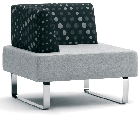 Intro Single Upholstered Chair, with RH Arm, Silver Sled Base, Grp1