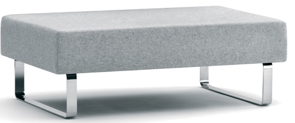 Intro Double Upholstered Bench Seat, Silver Sled Base, Grp1