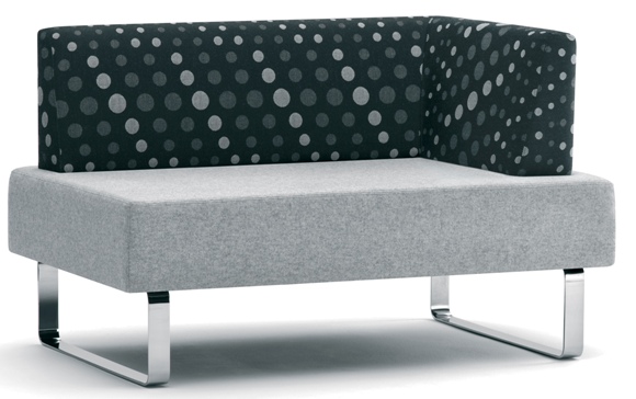 Intro Double Upholstered Chair, with LH Arm, Silver Sled Base, Grp1