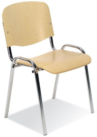 ISO Wood Guest Chair Chrome Frame, No Arms