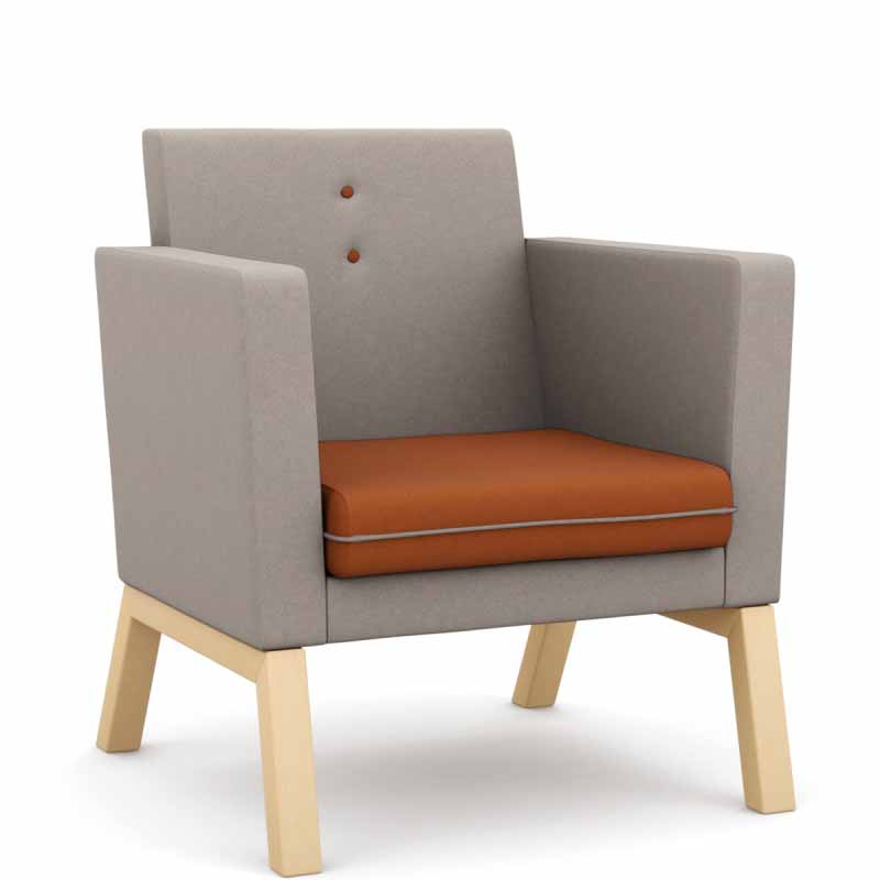 MMI Medium Back Lounge Chair, Wooden Legs, Grp 1