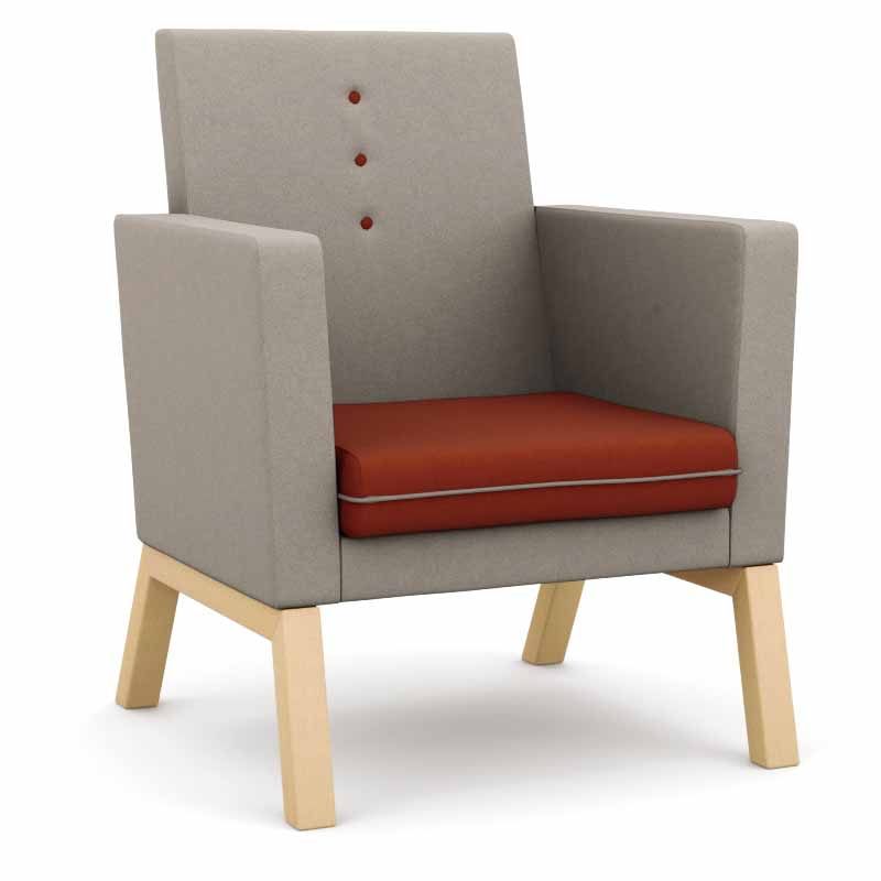 MMI High Back Lounge Chair, Wooden Legs, Grp 1