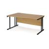 Left Hand Wave Desk 1600mm Wide Black Legs Oak Top