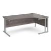 Right Hand Corner Desk 1800mm Wide Silver Legs Grey Oak Top