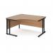 Left Hand Corner Desk 1400mm Wide Black Legs Beech Top