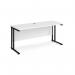 Narrow Rectangular Desk, 1600w Black Frame, White Top, M25 range