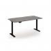 Sit Stand Desk 1600 wide, Grey Oak Top, Black Frame