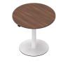 Round Height Adjustable Table with Walnut Top & White Base