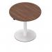 Round Height Adjustable Table with Walnut Top & White Base