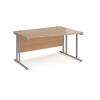 Right Hand Wave Desk 1400mm Wide Silver Legs Beech Top