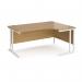 Right Hand Corner Desk 1600mm Wide White Legs Oak Top