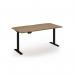 Sit Stand Desk 1600 wide, Oak Top, Black Frame