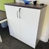 SPECIAL OFFER MDD Office Cupboard, Chestnut  Finish Top and Bottom, White Doors - view 1