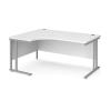 Left Hand Corner Desk 1600mm Wide Silver Legs White Top