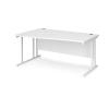 Left Hand Wave Desk 1600mm Wide White Legs White Top