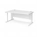Left Hand Wave Desk 1600mm Wide White Legs White Top