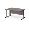 Left Hand Wave Desk 1400mm Wide Black Legs Grey Oak Top