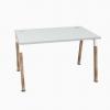 Ogi W Desk Aluminium Top with White and Wood Legs 