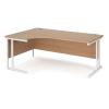 Left Hand Corner Desk 1800mm Wide White Legs Beech Top