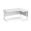 Right Hand Corner Desk 1600mm Wide White Legs White Top