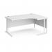 Right Hand Corner Desk 1600mm Wide White Legs White Top