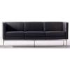 Odessa 3 Seat Executive Sofa, Black leather/ Inox - view 1