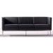 Odessa 3 Seat Executive Sofa, Black leather/ Inox - view 1