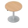Round Height Adjustable Table with Ferrara Oak Top & Aluminium Silver Base