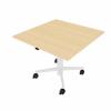 Pontis Square Mobile Height Adjustable Table with Beech Top and White Base