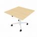 Pontis Square Mobile Height Adjustable Table with Beech Top and White Base