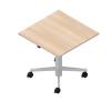 Assmann Square Mobile Height Adjustable Table with Acacia Top and Silver Aluminium Base