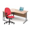 Left Hand Corner Desk Silver Legs Beech Top Red Chair