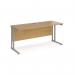Narrow Rectangular Desk, 1600w Silver Frame, Oak Top, M25 range