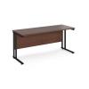 Narrow Rectangular Desk, 1600w Black Frame, Walnut Top, M25 range