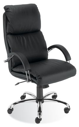 Nadir Managers Office Chair, Tilt, Black Leather Front, Chrome