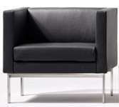 Odessa Single Seat Executive Sofa, Black leather/Inox