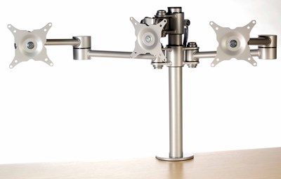 Height Adjustable Monitor Arm for 3 Screens, Silver, POA
