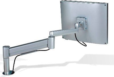 Anyway flatscreen arm, silver, mounts in desk cable port