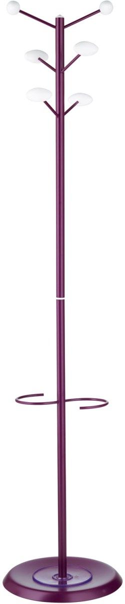 Aloes Hat & Coat Stand, 6 White Coat Pegs, Purple Pole