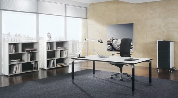 Rectangular Antaro Desk With Intavis Bookcases Rectangular Antaro Desk With Intavis Bookcases