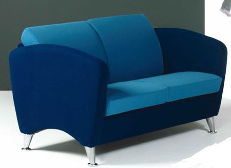 Concord Twin seat sofa, chrome feet, grp 1 fabric