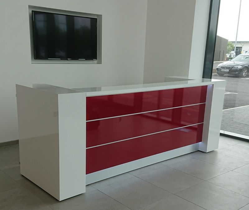 Red Reception Counter Desk