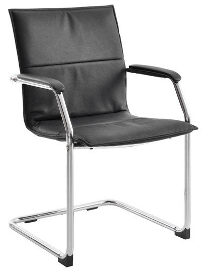 Essen Meeting Chair, Black or Grey Leather Faced