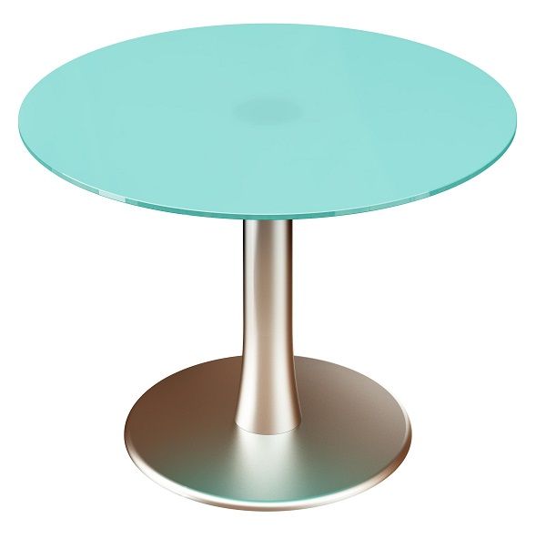 Round Glass Meeting Table 1200mm dia Painted Trumpet Legs
