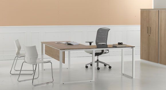 LPO Hazlenut Desk With Glass Return