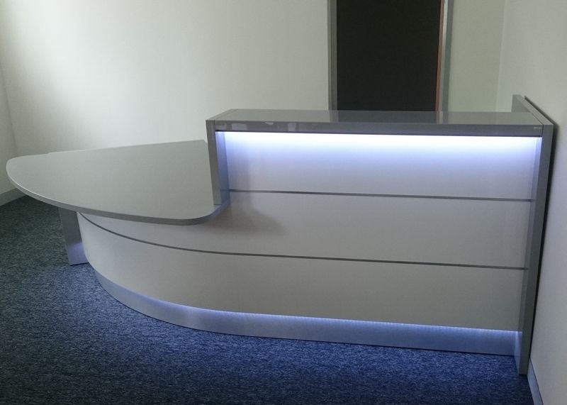 Grey High Gloss Reception Desk with LED Lighting