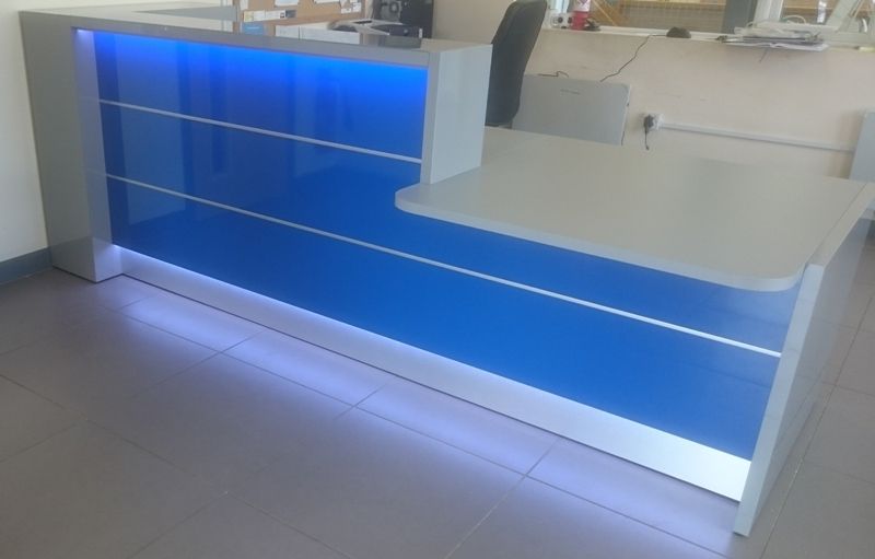 High Gloss Blue Reception Desk