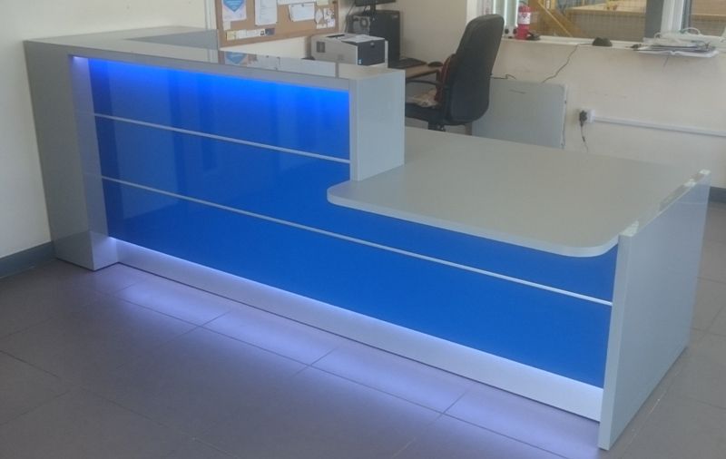 Blue Reception Desk with LED Lighting
